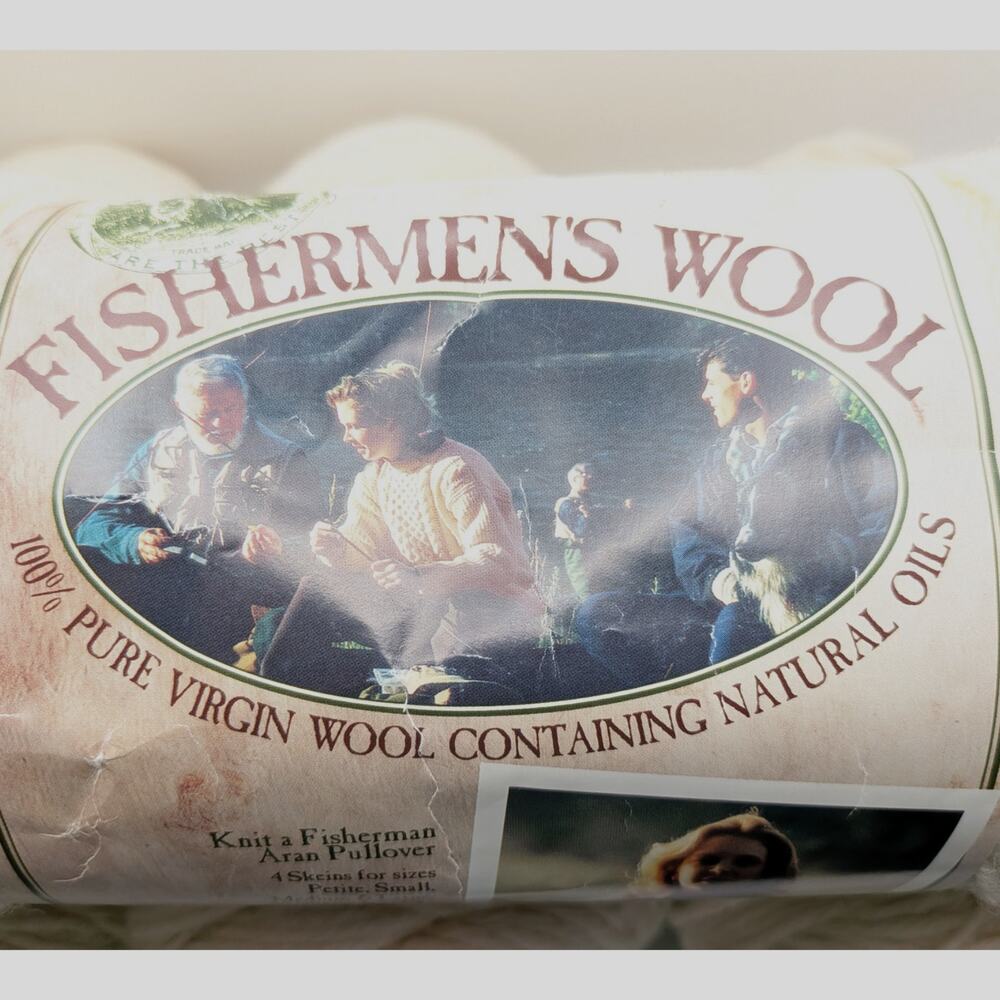 LION BRAND Fishermen's Wool 5 Skeins 098 Natural 100% Virgin Wool 8 oz Art 150